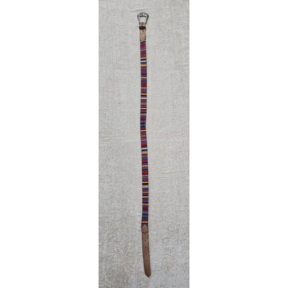 VTG Y2K Colorful Guatemalan Woven Embroidered & Leather Boho Belt Size XL - Picture 4 of 6